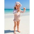 thumbnail image 6 of BemeyourBBs Toddler Baby Girl Swimsuit Infant Bathing Suit One Piece Swimsuits with Sun Hat Set Long Sleeve Rash Guard Swimwear Striped Dot Zipper Summer Beach Wear, 6 of 9