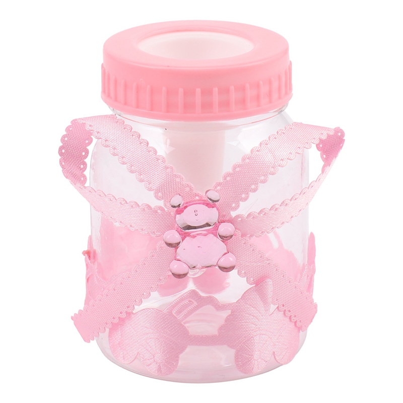 72 X Baby Bottle Mini Baby Bottle 4x9cm Rhinestone Pink Bear Gift Favor Baby Girl Baby Baptism