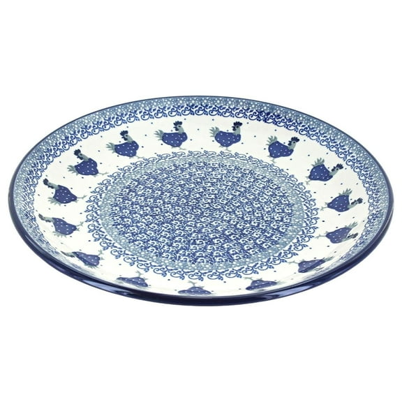 Blue Rose Polish Pottery Barnyard Rooster Dinner Plate