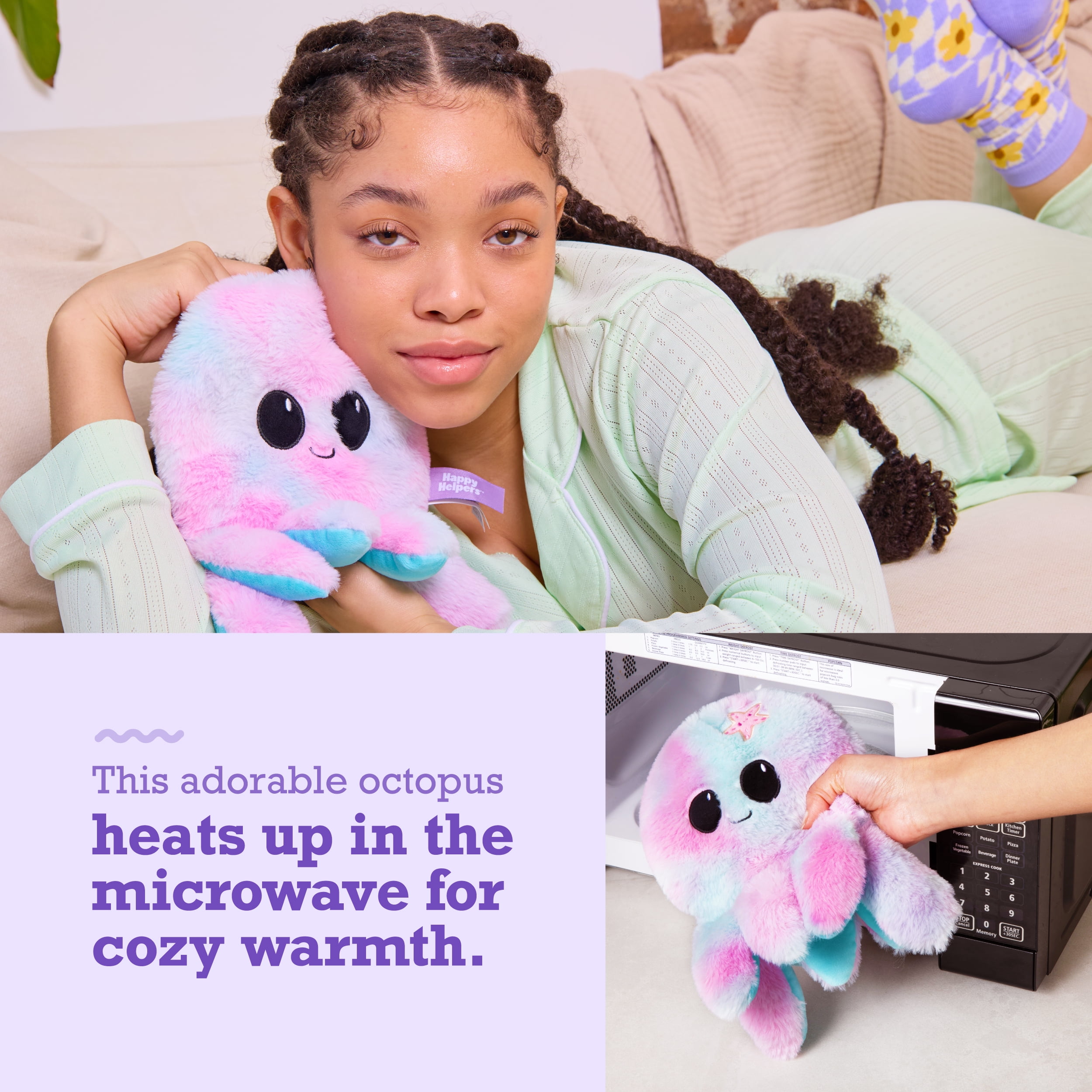 Happy Helpers Menstruation Crustacean Octopus, Microwavable Heating Pad for Cramps, Gifts for Teens
