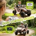 thumbnail image 6 of 12V Ride On Cars for Kids, Kids Ride on Toys with Remote Control, Dinosaur Kids UTV Cars, 4 Wheel Suspension Electric Vehicle with Bluetooth, Music, LED, Ideal Gift for Boys Girls 2-4, Khaki, 6 of 9