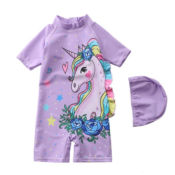 Traje de baño de una pieza para niñas, traje de baño de sirena arcoíris a la moda con espalda descubierta de unicornio, ropa de verano para niños zhangyuxiang unisex