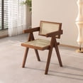 thumbnail image 4 of Tcbosik Modern Rattan Chairs Set of 2, Dining Chair with Arm, Rubber Wood Accent Chair for Living Room, Bedroom, Kitchen, Easy Assembly, Walnut, 4 of 6