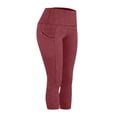 thumbnail image 3 of VV AVEORS Capri Leggings For Women Summer Stretch Capris High Waisted Pant Quick Dry Soft Workout Yoga Pants With Pockets Plus Size Wine M, 3 of 6