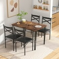 thumbnail image 4 of VECELO 5-Piece Dining Table Set Wood Rectangular Breakfast Nook with 4 PU Padded Chairs, Brown, 4 of 9