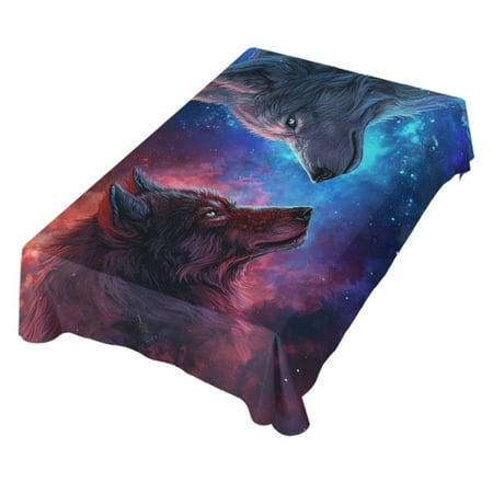 

JSTEL Wolves in Galaxy Table Cloth Rectangle 60 x 120 Inch Tablecloth Anti Wrinkle Table Cover for Dining Kitchen Parties