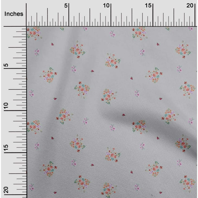 oneOone Georgette Viscose Fabric Leaves & Flower Floral Printed Craft Fabric BTY 42 Inch Wide