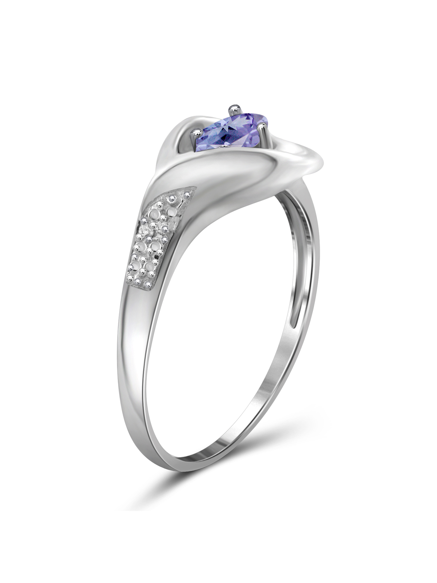 JewelersClub Tanzanite Ring Birthstone Jewelry – 0.25 Carat Tanzanite 0.925 Sterling Silver Ring Jewelry with White Diamond Accent – Gemstone Rings with Hypoallergenic 0.925 Sterling Silver Band