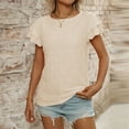 thumbnail image 6 of fatyb Womens Summer Tops Eyelet Ruffle Short Sleeve Blouses Casual Crew Neck Vacation Beach T Shirts, 6 of 7