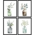 thumbnail image 2 of PixonSign Framed Pastel Forest Leaf Glass Vase Wall Art, Set of 4 Nature Wildeflowers Room Decor Prints, Botanical Floral Wall Décor, Modern Landscape Posters for Office - 8"x10" Black, 2 of 5
