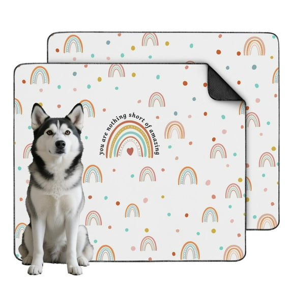 Boho Pattern Washable Training Pad, Large 35x41 Inch Reusable Pet Mat with Non-Skid Base, Highly Absorbent Dog Pee Pad for Indoor Floor Protection