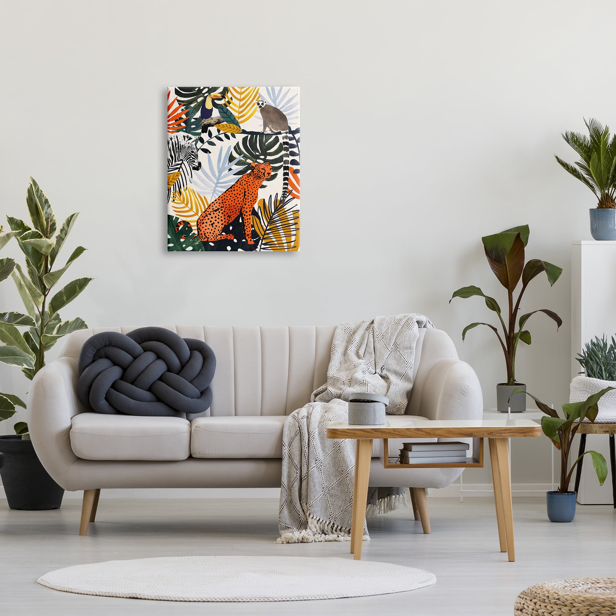 Stupell Industries Bold Jungle Animal Collage Vibrant Palm Leaf Shapes, 24 x 30, Design by Victoria Borges
