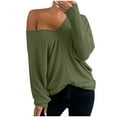 thumbnail image 2 of Tbopshirt Womens Top Women Fashion Casual Solid V-Neck Loose Long Sleeve T-shirt Top Blouse Pullover, 2 of 5