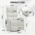 thumbnail image 2 of PAPROOS Rocker Recliner with Heat Therapy and Massage, PU Leather 360°Swivel Rocker Recliner, Rocking Chair for Nursery, Small Rocking Recliner, Manual Recliner for Home Theater Living Room, White, 2 of 7