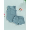 thumbnail image 4 of Bagilaanoe Baby Boy Girl Summer Outfits Sleeveless Tank Onesie Sleeveless Romper Tops Shorts 2pcs Sets, 4 of 7
