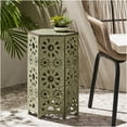 thumbnail image 6 of JERFIT 12 Inch Round Side Table for Patio, Green Metal End Table with Sunburst Design, Small Accent Table for Outdoor Garden, Poolside, Balcony or Living Room, 6 of 9