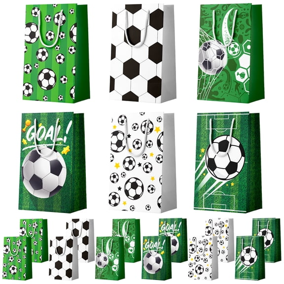 Soccer Gift Bags, 24 Pcs Soccer Favor Bags Set - Soccer Snack Bags, Soccer Paper Bags & Soccer Candy Bags for Soccer Birthday Party Decorations & Sports Theme Party Decorations Supplies