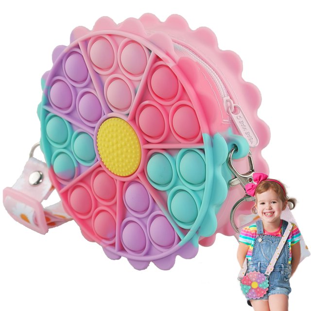 EXDOLL Pop on It Fidget Toys Pop Its Purse Simple Dimple Poppers Fidgets Sensory Toy Flower Pop Shoulder Bags