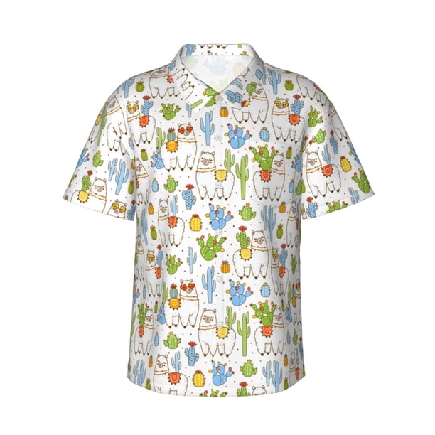 Balery Cactus Plants Camisas hawaianas de manga corta para hombre, camisas playeras de corte holgado, camisas de vacaciones con botones,Large