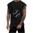 thumbnail image 2 of Summer Savings Clearance! Titcea Mens Tank Tops Round Neck Sleeveless Baseball Printed Vests Beach Vacation Outdoor Running Workout T-Shirts, 2 of 5