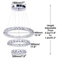 thumbnail image 6 of FRIXCHUR Modern Chandelier LED Crystal Chandelier 3 Rings Adjustable Stainless Steel Pendant Light Chandelier (Cool White), 6 of 11