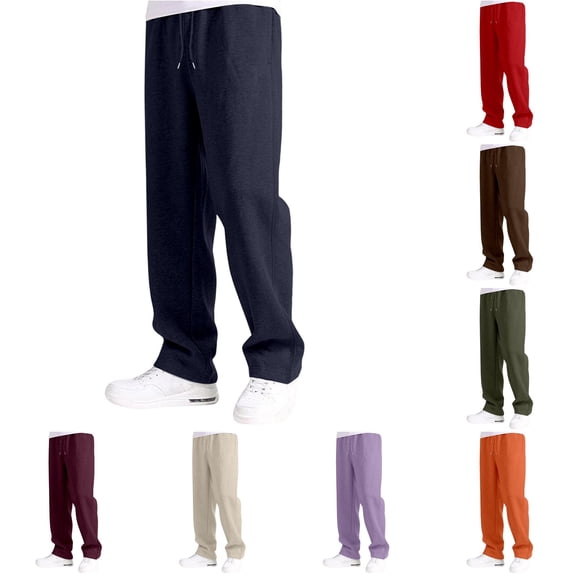 WAYUTE Boys Sweatpants Elastic Waist Straight Leg Open Bottom Baggy Gym Pants Solid Color Athletic Joggers with Pockets Casual Outdoor,7-8 Y,Navy