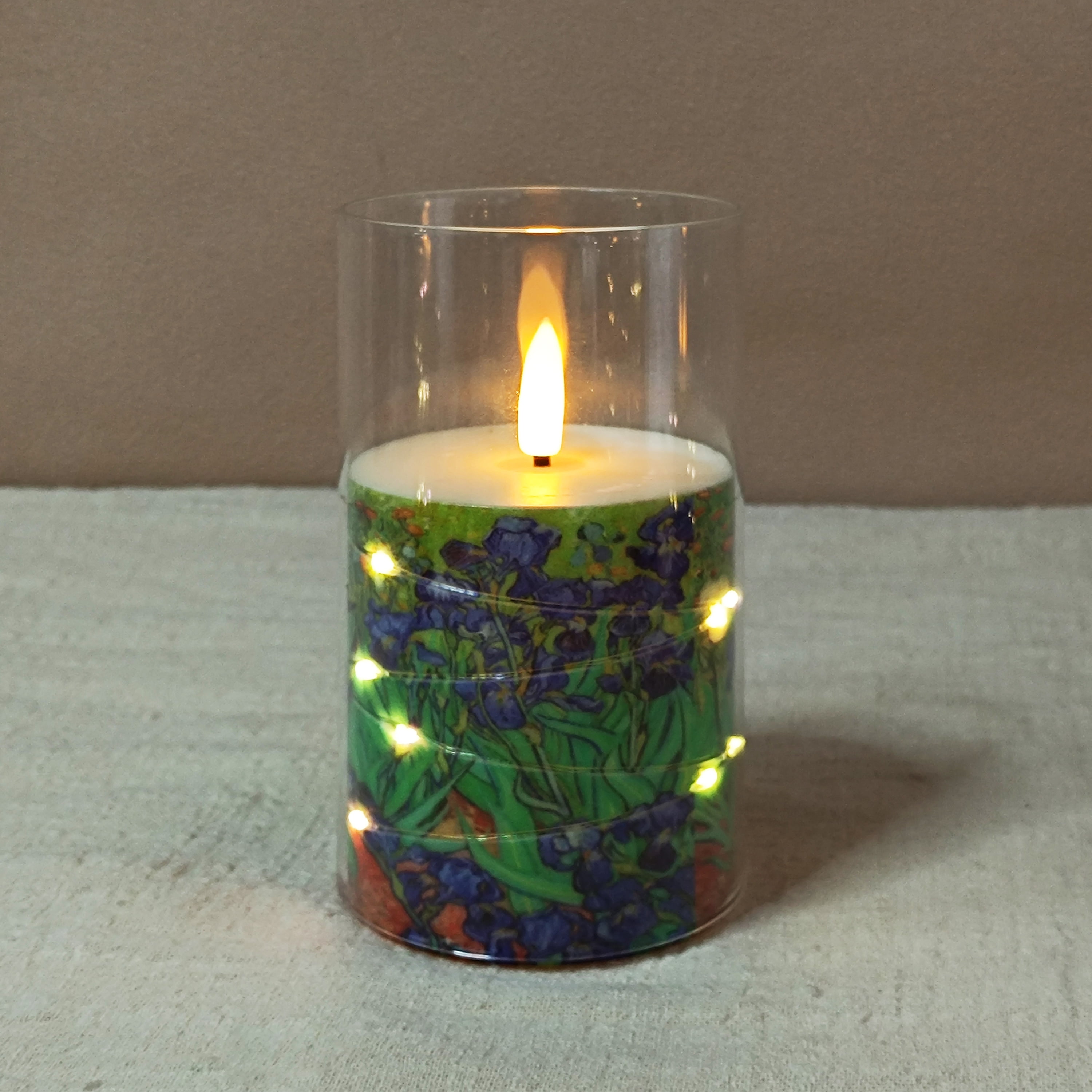 Flameless Candles with String Lights LED Candle Battery Operated Candles with Remote Control,Printed Pillar LED Candles for Wedding Holiday Party Table Home Decorations,Set of 3