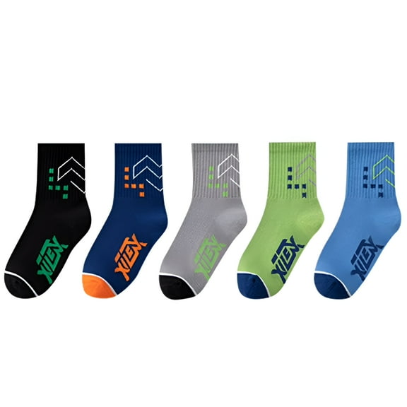 TELOLY Boys Girls Socks Cotton Sport School New Funny Crew Children Toddler Socks 5 Pairs
