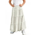 thumbnail image 7 of ZOYOEN Girls Eyelet Ruffled Skirts- Casual Elastic Waist Cute Trendy Kids Maxi Skirt Beige Size 10, 7 of 7