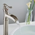 thumbnail image 3 of Brushed Nickel Single Handle Bathroom Sink Faucet Waterfall Vessel Mixer w/Drain, 3 of 8