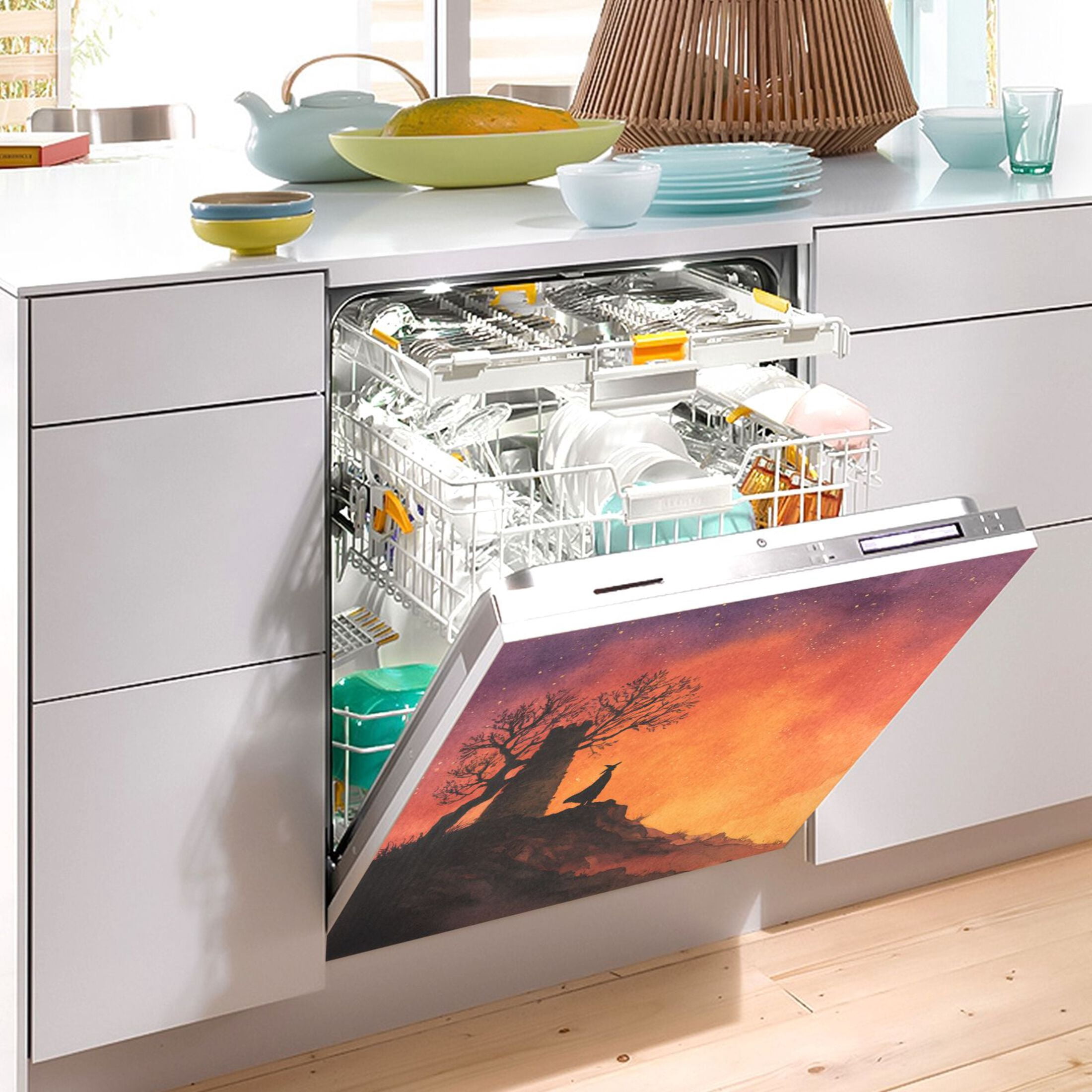 Dishwasher Magnetic Sticker 23x26 Inch Refrigerator Magnetic Sticker Washing Machine Magnetic Sticker Kitchen Panel Magnetic Sticker Home Decor Halloween Night