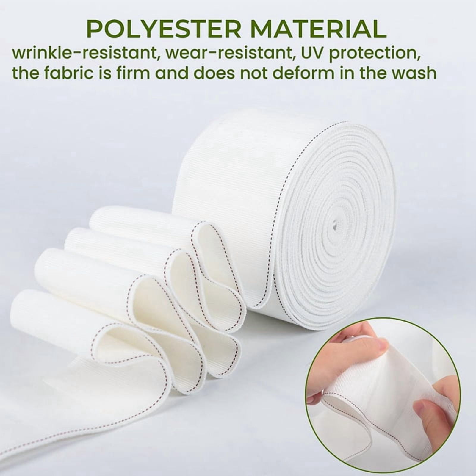 2X Curtain Pleat Tape, 10 Meters/11 Yards Pleater Tape for Curtains with 60 Pcs 4 Prongs Curtain Pleat Hooks for Drapes