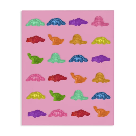Stupell Industries Contemporary Dinosaur Gummies on Pink Canvas Art, 16 x 20, by LISH Creative