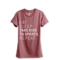 thumbnail image 1 of Thread Tank Eat Sleep Take Kids To Sports Repeat Women's Fashion Relaxed Crewneck T-Shirt Tee Heather Rouge Small, 1 of 1