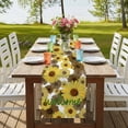 thumbnail image 4 of Table Runners 72 Inches Long Dress Scarves, Spring Flowers Farmhouse Kitchen/Dining Table Runner, Coffee Tablerunners, Farmhouse Botanical Brown Yellow Daisy 14x72 Inch, 4 of 9