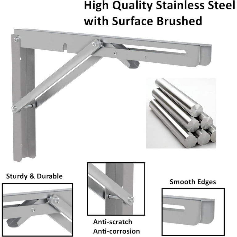 Heavy Duty Folding Shelf Brackets 18 Inch, 4 Pack - Max Load 220lb, Collapsible Wall Mounted Brackets For DIY Tables & Shelves