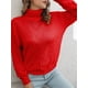 thumbnail image 5 of Camiseta de manga corta Irfora Suéter de mujer Cuello alto Cable Suéteres casuales sueltos Irfora Camiseta de manga corta, 5 of 5