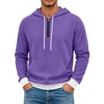 thumbnail image 5 of Seffadzy Men's Waffle Knit Hooded Quarter Zip Pullover Sweatshirt with Pockets Drawstring Long Sleeve Solid Color Casual Top Purple L, 5 of 6