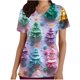 thumbnail image 2 of Puntoco Camiseta de enfermera informal con cuello en V y manga corta con bolsillo estampado para mujer, 2 of 5