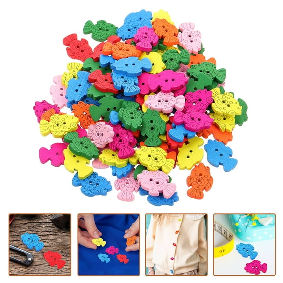 MERRYHAPY 100Pcs Kids Decor Buttons Fish Shape for Crafting and Gifting