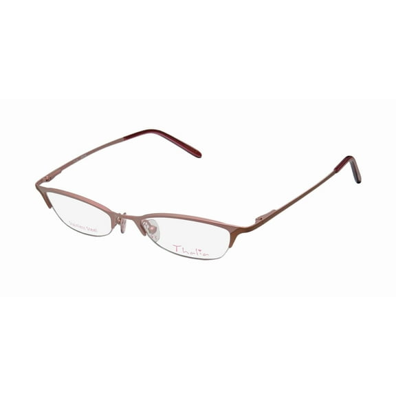 NEW THALIA PATIA WOMENS/LADIES CAT EYE HALF-RIM LIGHT ROSE / BROWN STAINLESS STEEL FABULOUS CAT EYE FRAME DEMO LENSES 45-18-130 SPRING HINGES EYEGLASSES/EYEWEAR