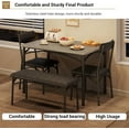 thumbnail image 5 of Twister.CK Dining Table Set for 4, Kitchen Table and Chairs, Rectangular Kitchen Table Set with Upholstered Bench, for Small Space, Apartment, Gray, 5 of 8
