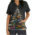 thumbnail image 2 of WMTBSRSW Christmas Scrub Tops Women Pockets Short Sleeve Working Uniform Funny Xmas Tree Print Medical Scrub Shirts Stretchy V-Neck Scurbs Green S, 2 of 4