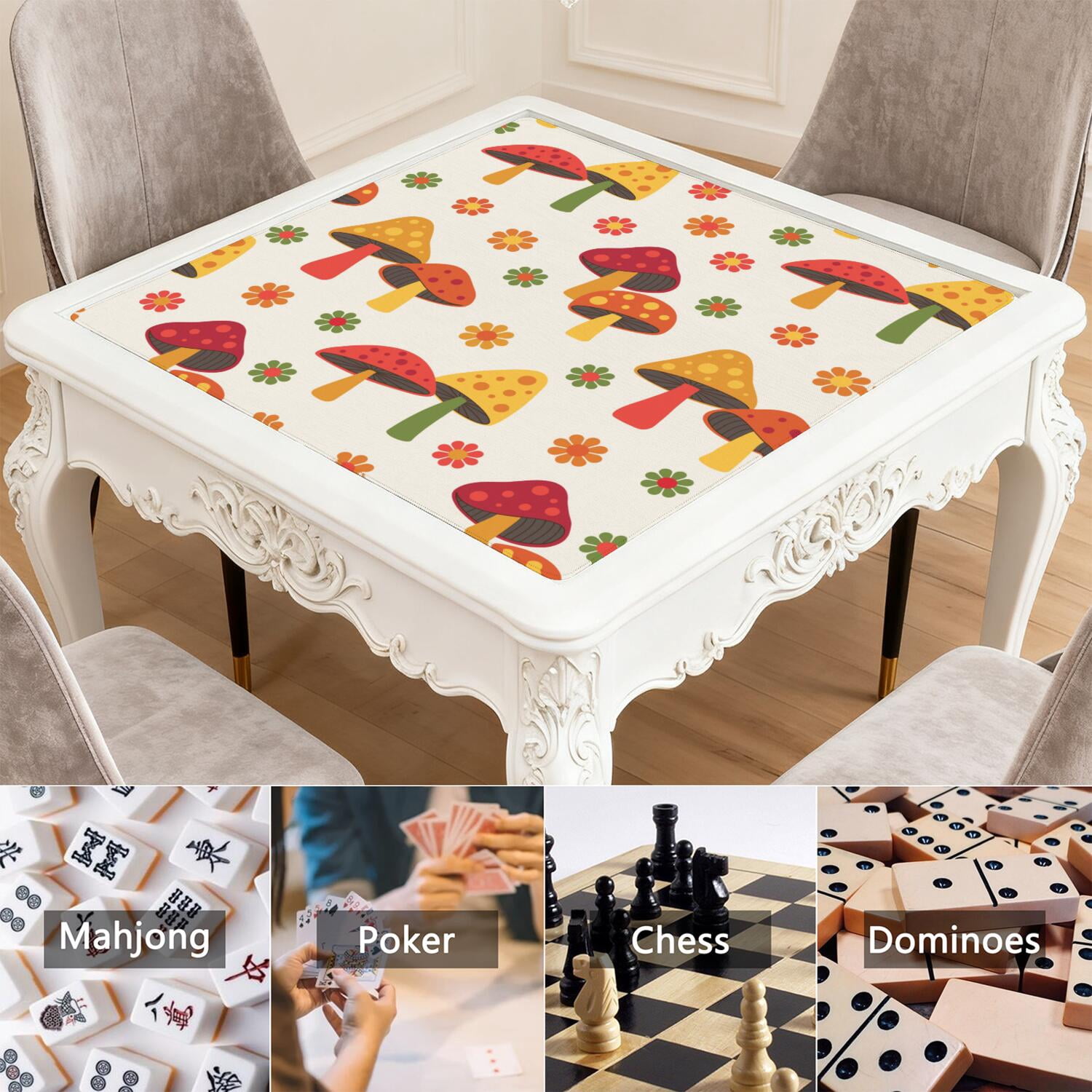 Plants Inspired Mahjong Mat 31.5x31.5 Inches Constructed from High Quality Rubber with Anti-Slip Properties and Noise Reduction Qualities for Card Games Tiles