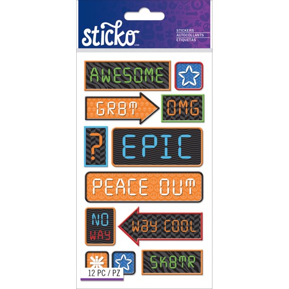 Sticko Classic Stickers-Boy Icons & Words