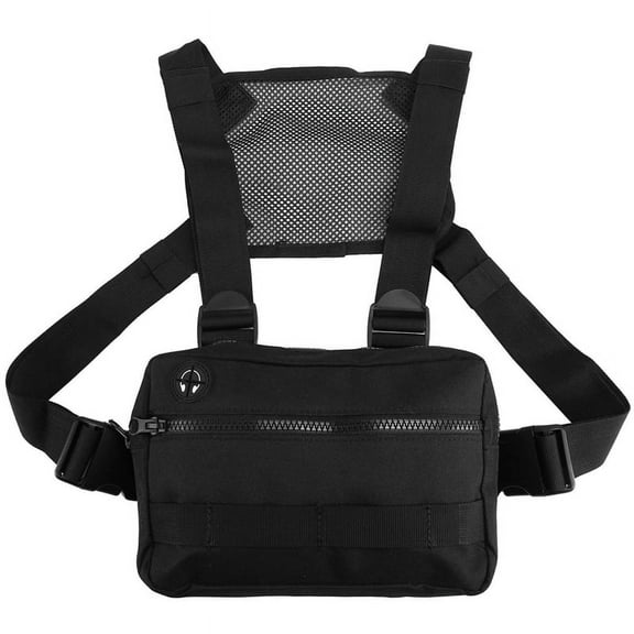 Chest Bag Front Pack Rig Vest Streetwear Backpack Outdoor Sports Hunting Bags Storage Black
