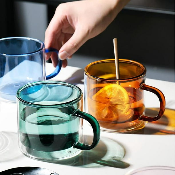 Tasse en verre à double paroi colorée résistante à la chaleur