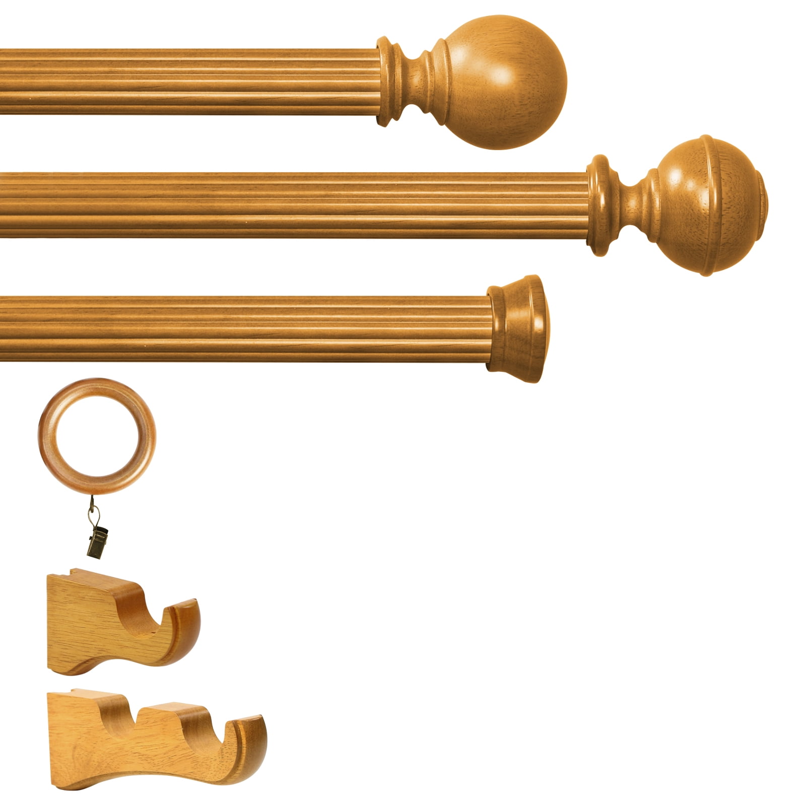 Lumi Mix & Match 1-3/8 in. Wood Single Curtain Rod, Heritage Oak, 8FT (2-piece 4FT rod)