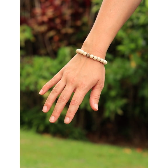 Tibetan Mala Yak Bone Wrist Mala Bracelet for Meditation (Om mani bone bead)