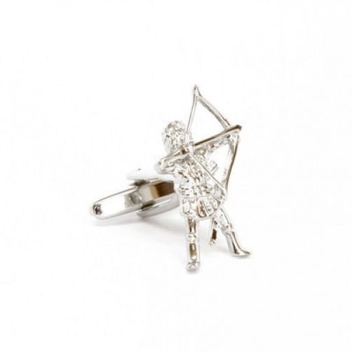 Silver Toned Etched Archer Square Tie Clip Silver Toned Etched Archer Square Tie Clip